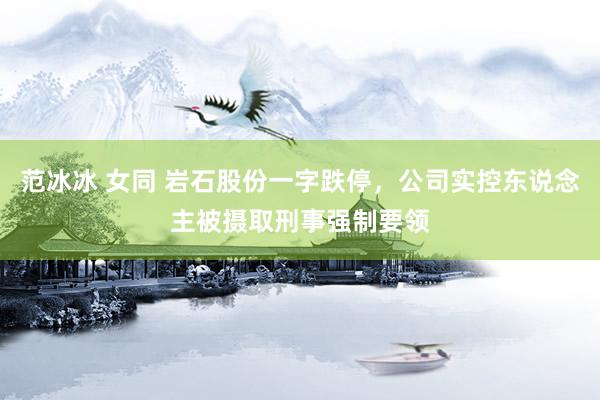 范冰冰 女同 岩石股份一字跌停，公司实控东说念主被摄取刑事强制要领