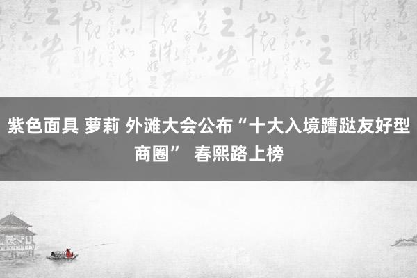 紫色面具 萝莉 外滩大会公布“十大入境蹧跶友好型商圈”  春熙路上榜