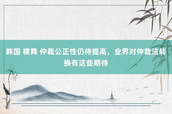韩国 裸舞 仲裁公正性仍待提高，业界对仲裁法转换有这些期待