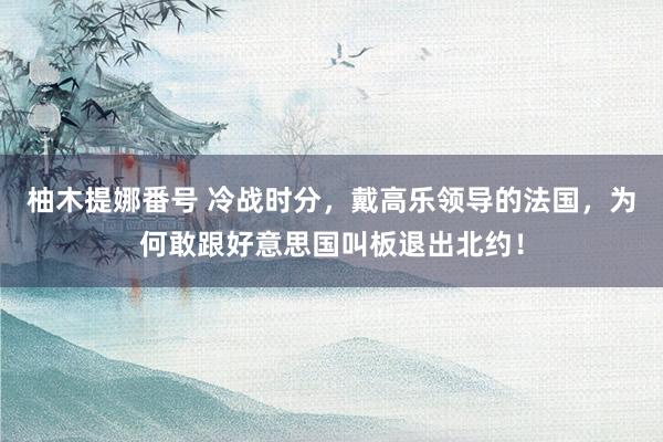 柚木提娜番号 冷战时分，戴高乐领导的法国，为何敢跟好意思国叫板退出北约！