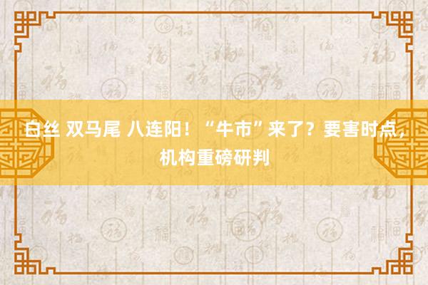白丝 双马尾 八连阳！“牛市”来了？要害时点，机构重磅研判
