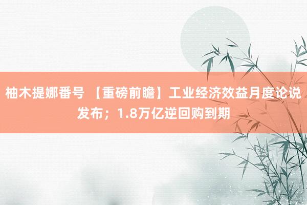 柚木提娜番号 【重磅前瞻】工业经济效益月度论说发布；1.8万亿逆回购到期