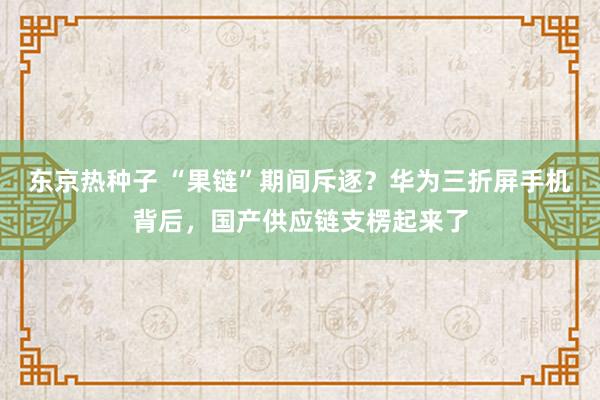 东京热种子 “果链”期间斥逐？华为三折屏手机背后，国产供应链支楞起来了