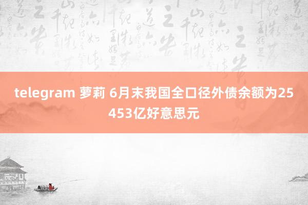 telegram 萝莉 6月末我国全口径外债余额为25453亿好意思元