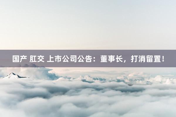 国产 肛交 上市公司公告：董事长，打消留置！