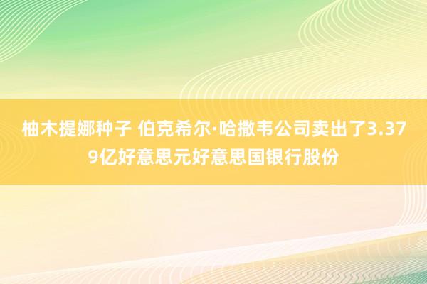 柚木提娜种子 伯克希尔·哈撒韦公司卖出了3.379亿好意思元好意思国银行股份