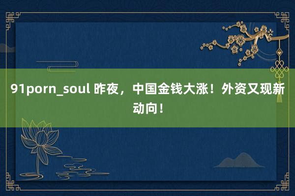 91porn_soul 昨夜，中国金钱大涨！外资又现新动向！