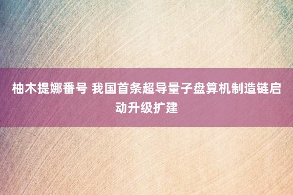 柚木提娜番号 我国首条超导量子盘算机制造链启动升级扩建