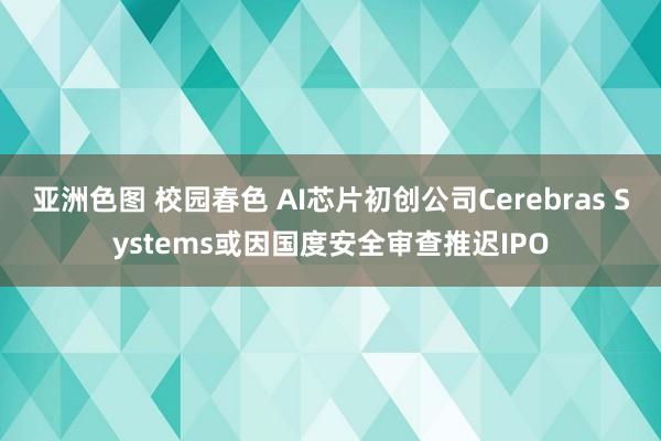亚洲色图 校园春色 AI芯片初创公司Cerebras Systems或因国度安全审查推迟IPO