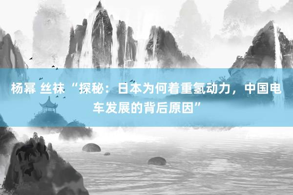 杨幂 丝袜 “探秘：日本为何着重氢动力，中国电车发展的背后原因”