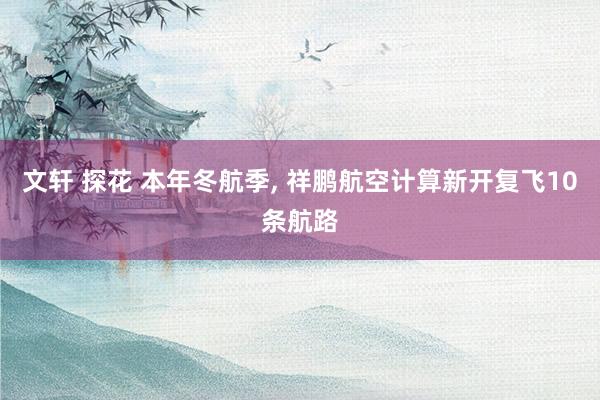 文轩 探花 本年冬航季, 祥鹏航空计算新开复飞10条航路