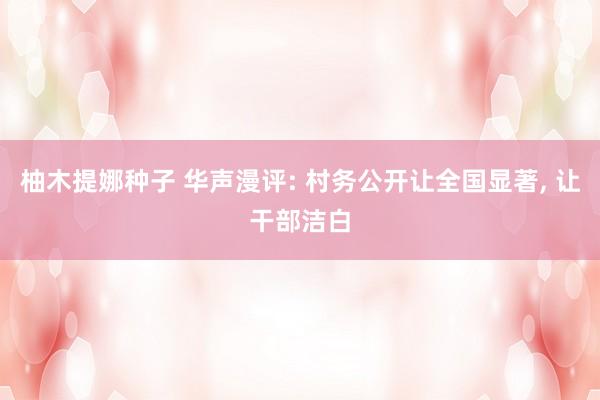 柚木提娜种子 华声漫评: 村务公开让全国显著, 让干部洁白
