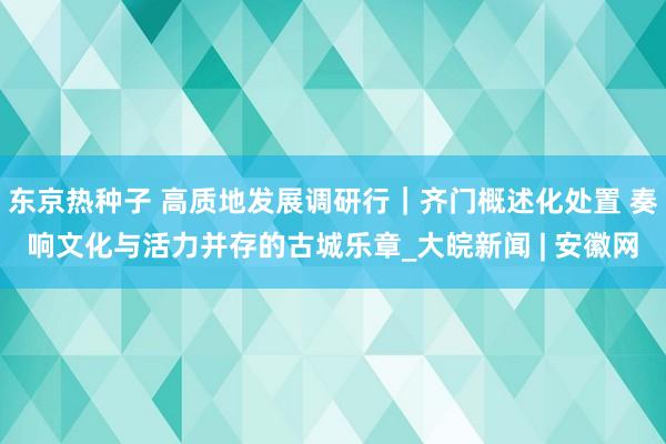 东京热种子 高质地发展调研行｜齐门概述化处置 奏响文化与活力并存的古城乐章_大皖新闻 | 安徽网