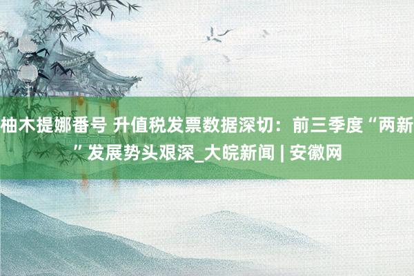 柚木提娜番号 升值税发票数据深切：前三季度“两新”发展势头艰深_大皖新闻 | 安徽网