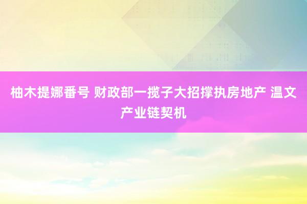 柚木提娜番号 财政部一揽子大招撑执房地产 温文产业链契机