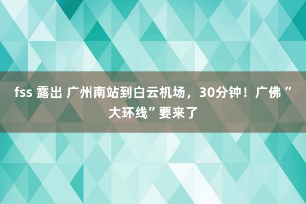 fss 露出 广州南站到白云机场，30分钟！广佛“大环线”要来了