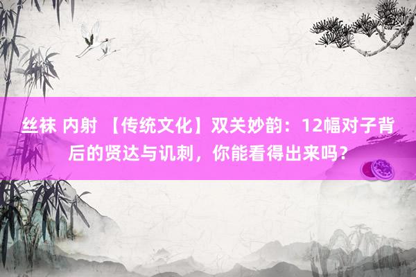 丝袜 内射 【传统文化】双关妙韵：12幅对子背后的贤达与讥刺，你能看得出来吗？