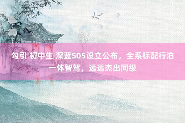 勾引 初中生 深蓝S05设立公布，全系标配行泊一体智驾，远远杰出同级