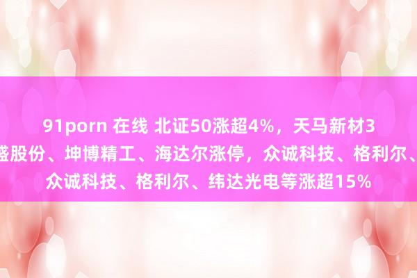 91porn 在线 北证50涨超4%，天马新材3连板！汉鑫科技、方盛股份、坤博精工、海达尔涨停，众诚科技、格利尔、纬达光电等涨超15%