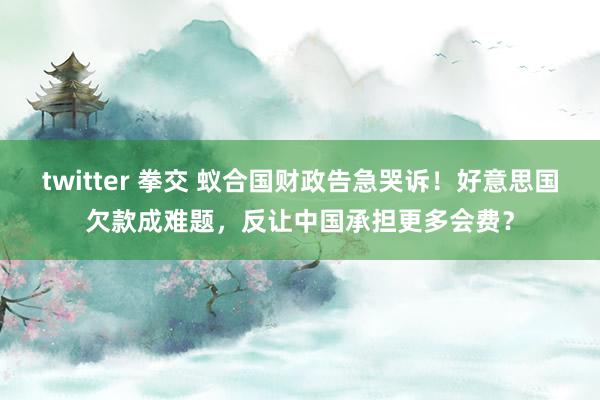 twitter 拳交 蚁合国财政告急哭诉！好意思国欠款成难题，反让中国承担更多会费？
