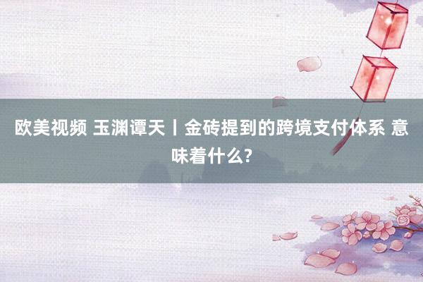 欧美视频 玉渊谭天丨金砖提到的跨境支付体系 意味着什么?