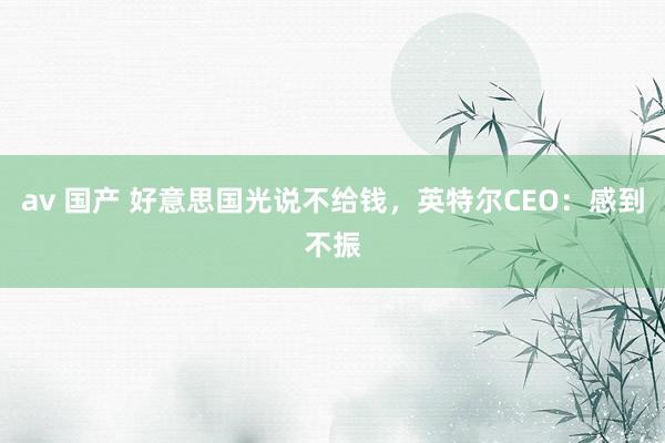 av 国产 好意思国光说不给钱，英特尔CEO：感到不振