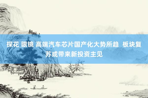 探花 眼镜 高端汽车芯片国产化大势所趋  板块复苏或带来新投资主见
