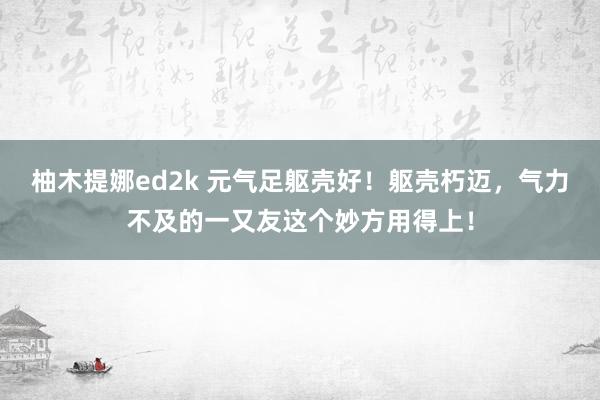 柚木提娜ed2k 元气足躯壳好！躯壳朽迈，气力不及的一又友这个妙方用得上！