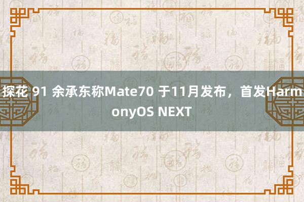 探花 91 余承东称Mate70 于11月发布，首发HarmonyOS NEXT