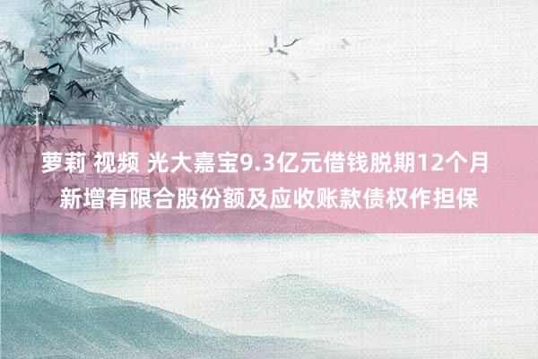 萝莉 视频 光大嘉宝9.3亿元借钱脱期12个月 新增有限合股份额及应收账款债权作担保