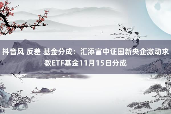 抖音风 反差 基金分成：汇添富中证国新央企激动求教ETF基金11月15日分成