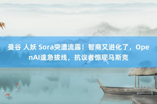 曼谷 人妖 Sora突遭流露！智商又进化了，OpenAI遑急拔线，抗议者惊现马斯克