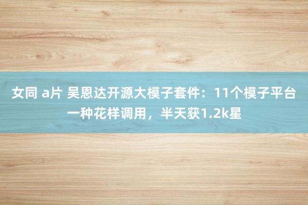女同 a片 吴恩达开源大模子套件：11个模子平台一种花样调用，半天获1.2k星