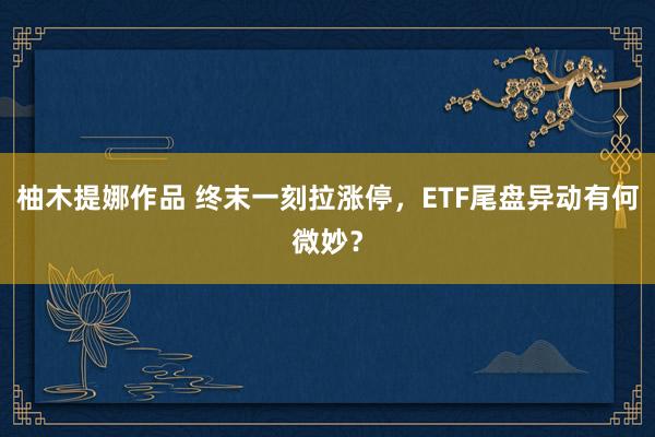 柚木提娜作品 终末一刻拉涨停，ETF尾盘异动有何微妙？