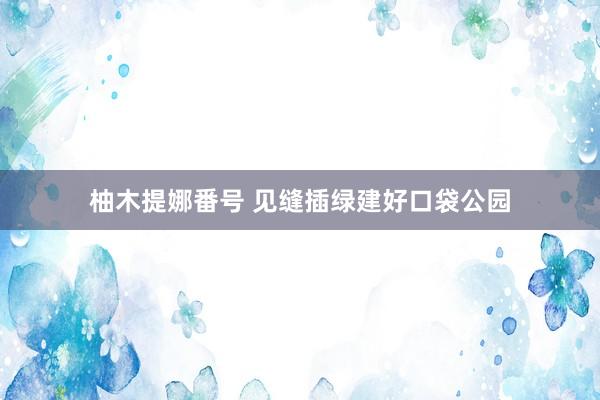 柚木提娜番号 见缝插绿建好口袋公园