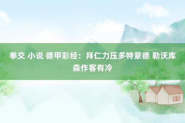 拳交 小说 德甲彩经：拜仁力压多特蒙德 勒沃库森作客有冷