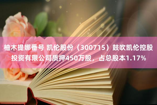 柚木提娜番号 凯伦股份（300715）鼓吹凯伦控股投资有限公司质押450万股，占总股本1.17%