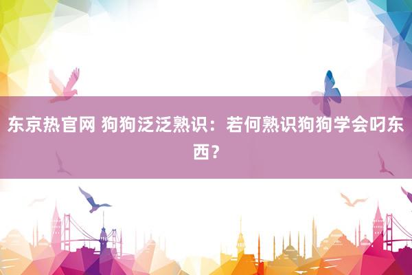 东京热官网 狗狗泛泛熟识：若何熟识狗狗学会叼东西？
