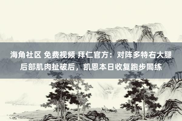 海角社区 免费视频 拜仁官方：对阵多特右大腿后部肌肉扯破后，凯恩本日收复跑步闇练