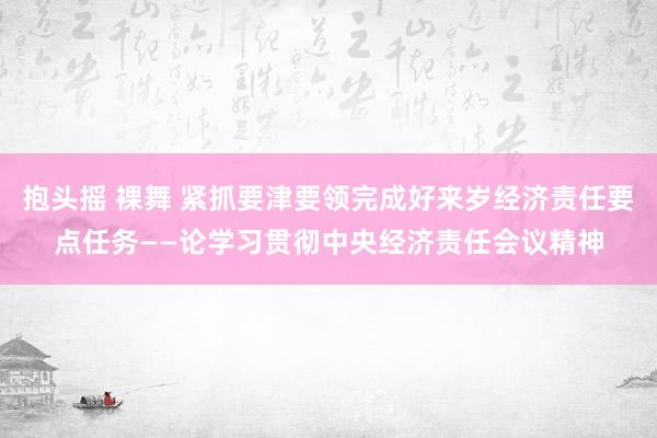 抱头摇 裸舞 紧抓要津要领完成好来岁经济责任要点任务——论学习贯彻中央经济责任会议精神