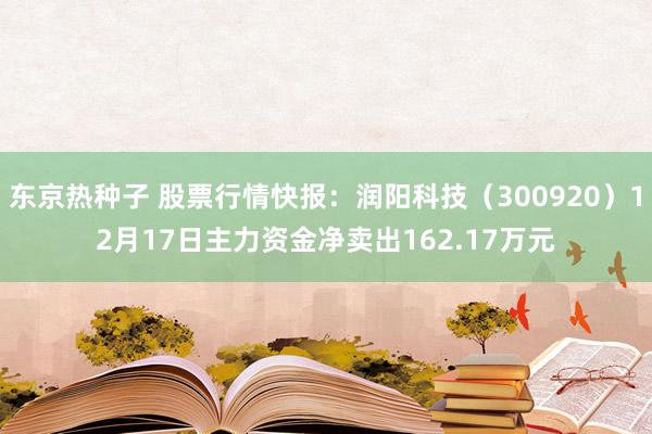 东京热种子 股票行情快报：润阳科技（300920）12月17日主力资金净卖出162.17万元