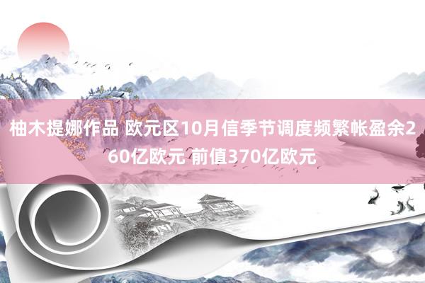 柚木提娜作品 欧元区10月信季节调度频繁帐盈余260亿欧元 前值370亿欧元