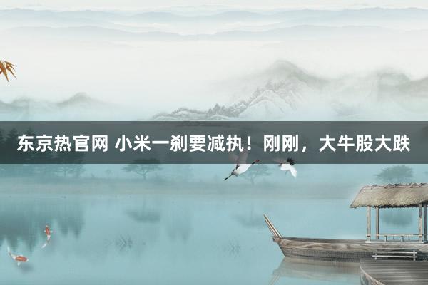 东京热官网 小米一刹要减执！刚刚，大牛股大跌
