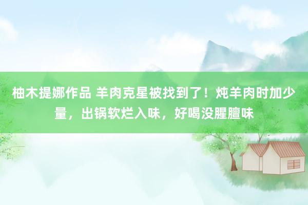 柚木提娜作品 羊肉克星被找到了！炖羊肉时加少量，出锅软烂入味，好喝没腥膻味