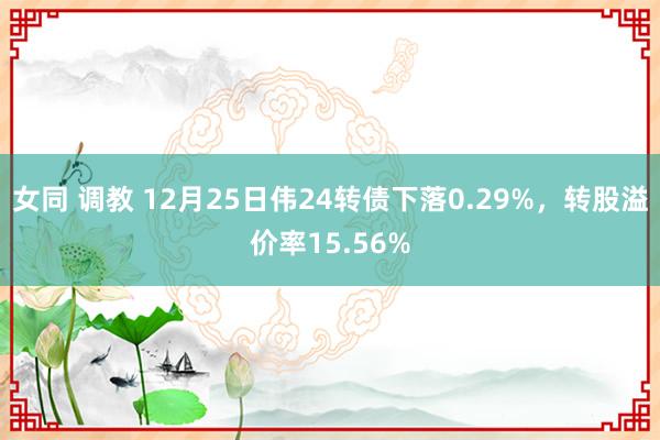 女同 调教 12月25日伟24转债下落0.29%，转股溢价率15.56%