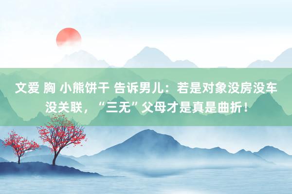 文爱 胸 小熊饼干 告诉男儿：若是对象没房没车没关联，“三无”父母才是真是曲折！