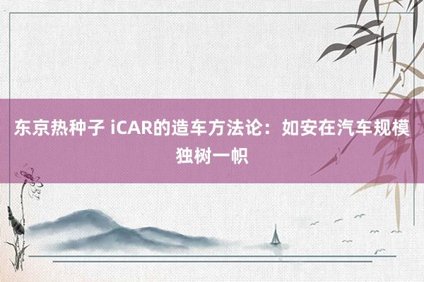 东京热种子 iCAR的造车方法论：如安在汽车规模独树一帜