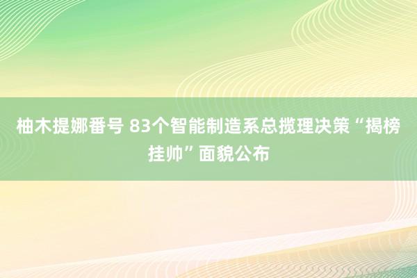 柚木提娜番号 83个智能制造系总揽理决策“揭榜挂帅”面貌公布