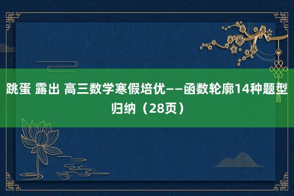 跳蛋 露出 高三数学寒假培优——函数轮廓14种题型归纳（28页）