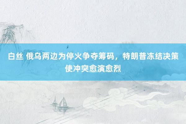 白丝 俄乌两边为停火争夺筹码，特朗普冻结决策使冲突愈演愈烈